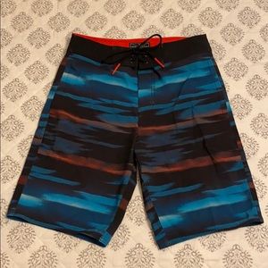 American Eagle swim board shorts  - red black blue